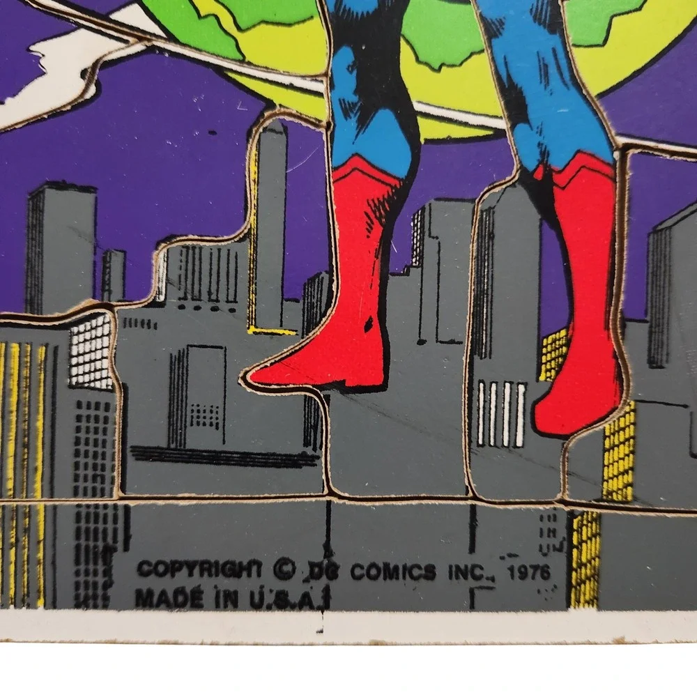 Vintage 1976 Playskool‎ Superman Wood Tray Puzzle 18 Pieces DC Comics 380-01